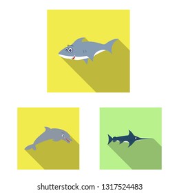 Isolated object of sea and animal logo. Set of sea and marine stock symbol for web.