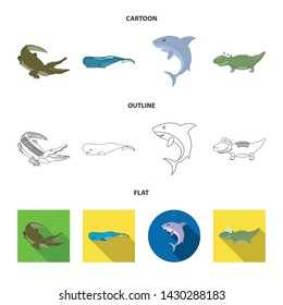 Isolated object of sea and ocean sign. Collection of sea and reptiles stock vector illustration.