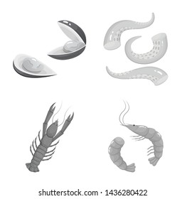 Isolated object of seafood and healthy icon. Collection of seafood and ocean vector icon for stock.