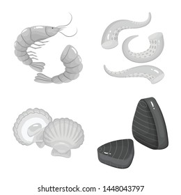 Isolated object of seafood and healthy logo. Set of seafood and ocean vector icon for stock.