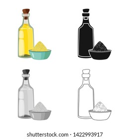 Isolated object of sesame and seed logo. Set of sesame and food stock vector illustration.