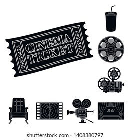 Isolated object of session and viewing sign. Collection of session and theater stock symbol for web.