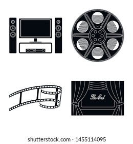 Isolated object of session and viewing sign. Set of session and theater stock symbol for web.