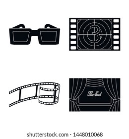 Isolated object of session and viewing symbol. Set of session and theater stock vector illustration.