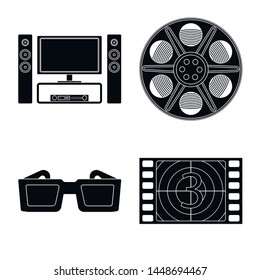 Isolated object of session and viewing symbol. Set of session and theater stock symbol for web.