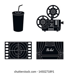 Isolated object of session and viewing symbol. Collection of session and theater stock symbol for web.
