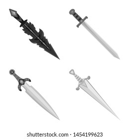Isolated object of sharp and blade icon. Set of sharp and dagger stock vector illustration.