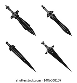 Isolated object of sharp and blade  logo. Set of sharp and dagger  vector icon for stock.
