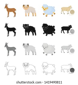 Isolated object of sheep and goat icon. Set of sheep and happy  vector icon for stock.