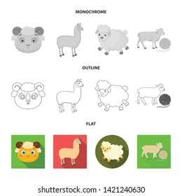 Isolated object of sheep and goat logo. Collection of sheep and happy  vector icon for stock.