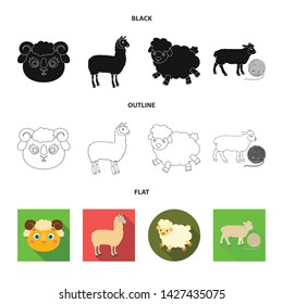 Isolated object of sheep and goat logo. Set of sheep and happy stock vector illustration.