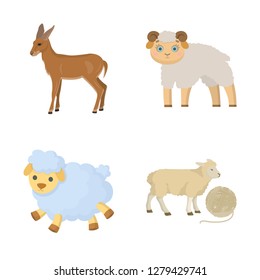 Isolated object of sheep and goat sign. Collection of sheep and happy  stock symbol for web.