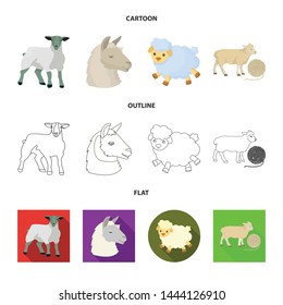 Isolated object of sheep and goat sign. Set of sheep and happy vector icon for stock.