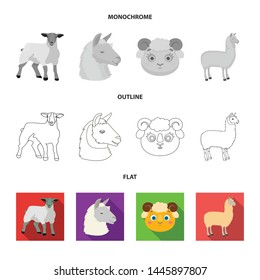 Isolated object of sheep and goat sign. Collection of sheep and happy vector icon for stock.