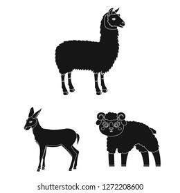 Isolated object of sheep and goat symbol. Collection of sheep and happy  stock symbol for web.