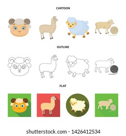 Isolated object of sheep and goat symbol. Set of sheep and happy stock symbol for web.