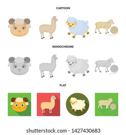 Isolated object of sheep and goat symbol. Set of sheep and happy stock symbol for web.