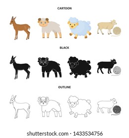 Isolated object of sheep and goat symbol. Collection of sheep and happy stock vector illustration.