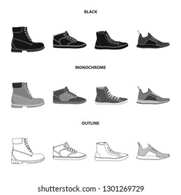Isolated object of shoe and footwear icon. Set of shoe and foot stock symbol for web.