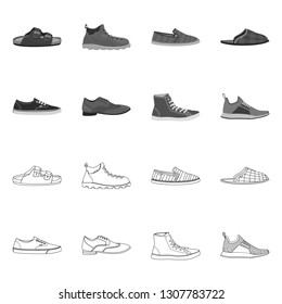 Isolated object of shoe and footwear icon. Collection of shoe and foot stock vector illustration.