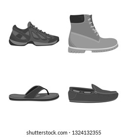 Isolated object of shoe and footwear icon. Collection of shoe and foot vector icon for stock.