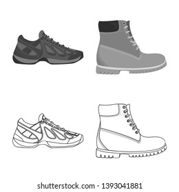 Isolated object of shoe and footwear icon. Set of shoe and foot stock symbol for web.