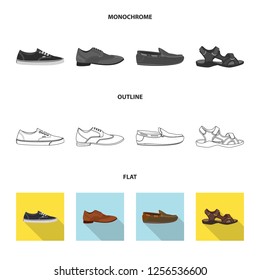 Isolated object of shoe and footwear logo. Set of shoe and foot vector icon for stock.