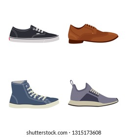 Isolated object of shoe and footwear logo. Collection of shoe and foot stock vector illustration.