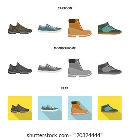 Isolated object of shoe and footwear sign. Collection of shoe and foot stock vector illustration.