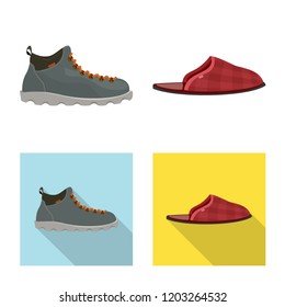 Isolated object of shoe and footwear sign. Set of shoe and foot vector icon for stock.