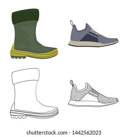 Isolated object of shoe and footwear sign. Collection of shoe and foot stock vector illustration.