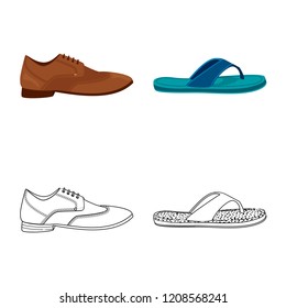 Isolated object of shoe and footwear symbol. Collection of shoe and foot stock vector illustration.