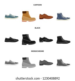 Isolated object of shoe and footwear symbol. Set of shoe and foot stock symbol for web.