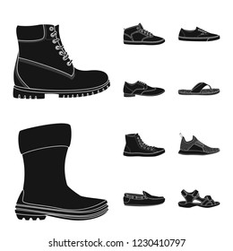 Isolated object of shoe and footwear symbol. Collection of shoe and foot stock symbol for web.