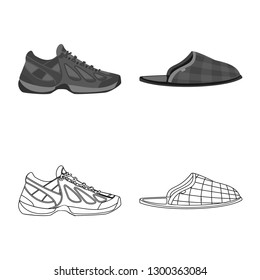 Isolated object of shoe and footwear symbol. Set of shoe and foot stock symbol for web.