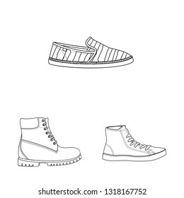 Isolated object of shoe and footwear symbol. Collection of shoe and foot vector icon for stock.