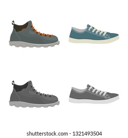 Isolated object of shoe and footwear symbol. Set of shoe and foot stock vector illustration.