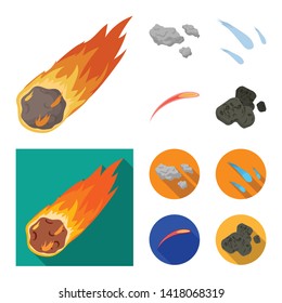 Isolated object of shooting and fire icon. Set of shooting and asteroid stock symbol for web.