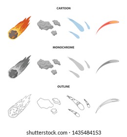 Isolated object of shooting and fire icon. Set of shooting and asteroid stock symbol for web.