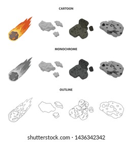 Isolated object of shooting and fire sign. Collection of shooting and asteroid stock vector illustration.
