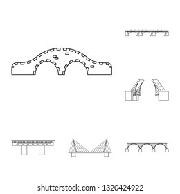 Isolated object of sight and connection logo. Set of sight and construct stock vector illustration.