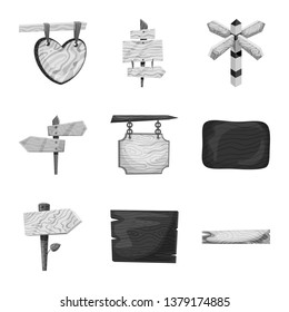Isolated object of signboard  and wood symbol. Collection of signboard  and tree   stock symbol for web.