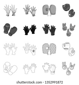 Isolated object of silhouette and safety logo. Set of silhouette and comfort stock vector illustration.