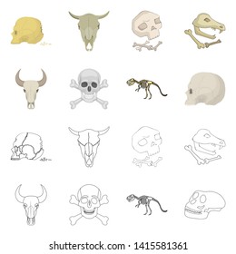 Isolated object of skeleton and character logo. Set of skeleton and halloween vector icon for stock.