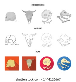 Isolated object of skeleton and character logo. Set of skeleton and halloween stock vector illustration.
