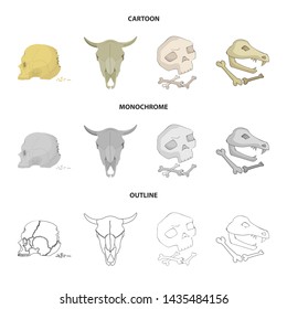 Isolated object of skeleton and character sign. Set of skeleton and halloween stock vector illustration.