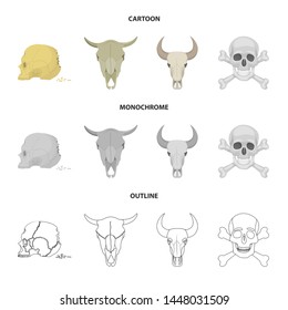 Isolated object of skeleton and character sign. Set of skeleton and halloween vector icon for stock.