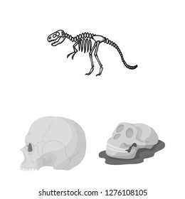 Isolated object of skeleton and character symbol. Collection of skeleton and halloween stock vector illustration.