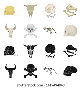 Isolated object of skeleton and character symbol. Set of skeleton and halloween vector icon for stock.