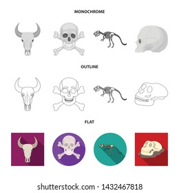 Isolated object of skeleton and character symbol. Set of skeleton and halloween stock symbol for web.